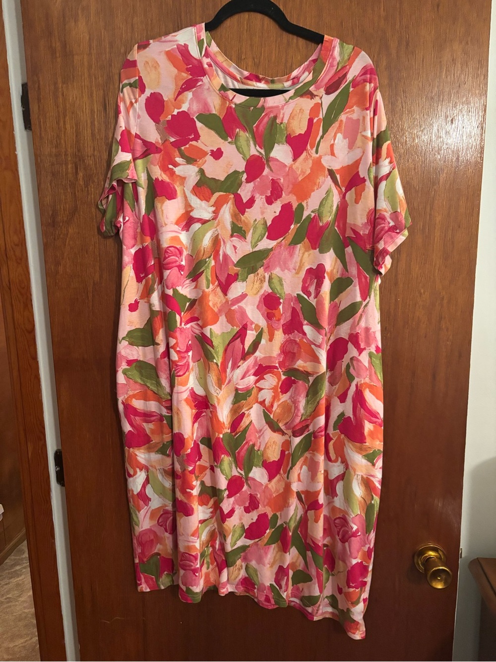 Terra & Sky Pink Floral-Leaf Midi Dress
